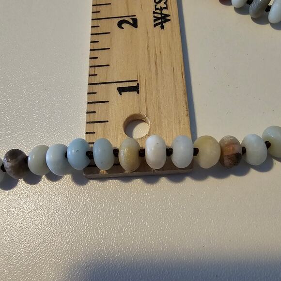 Amazonite Matte Rondelle Beaded Gemstone Necklace - Picture 4 of 5